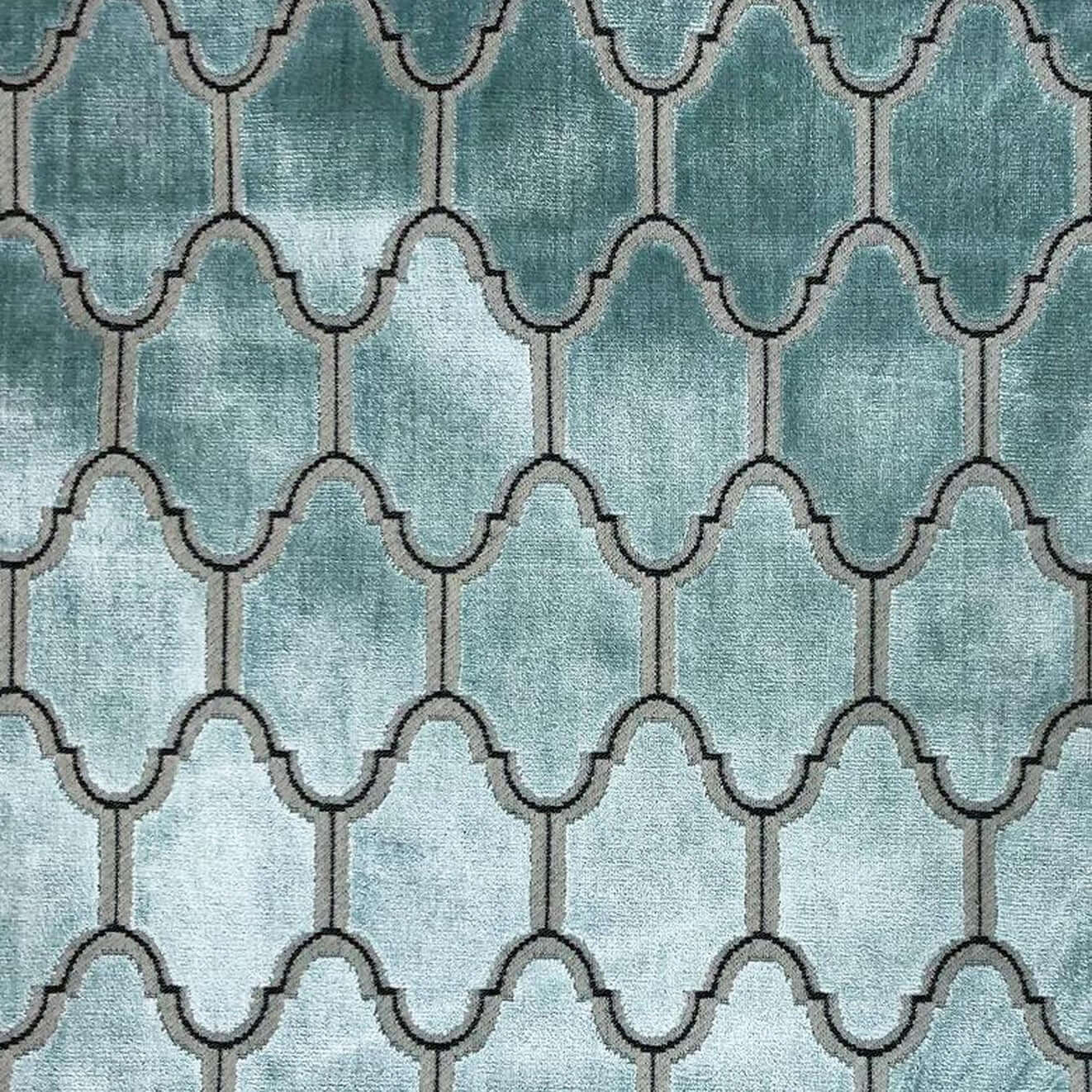 Dorado Geometric Velvet Fabric - Sky