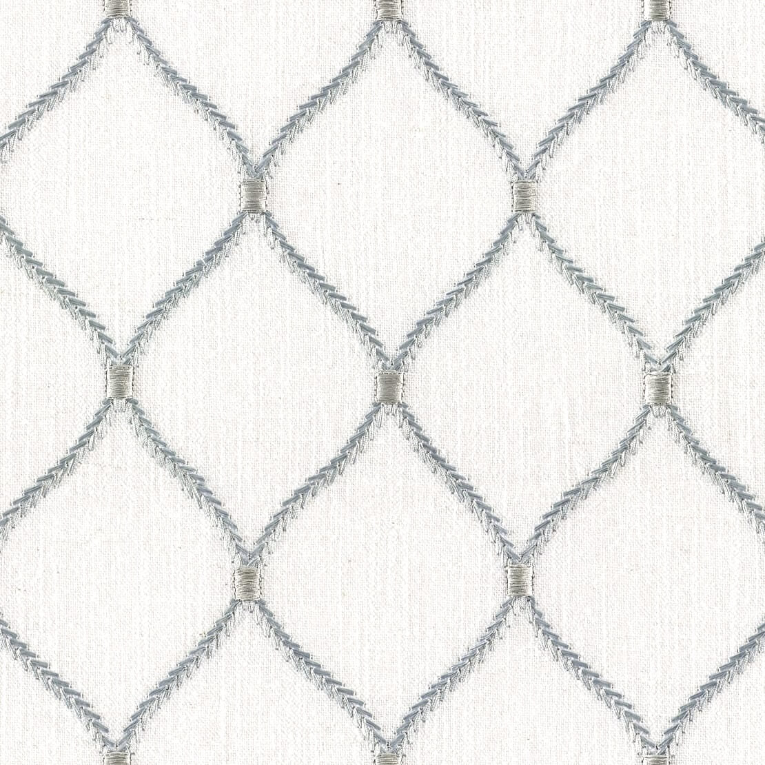 Fresco Embroidery Lattice Linen Fabric - Ice