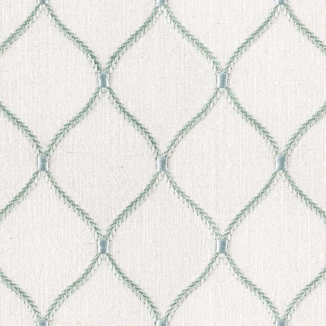 Fresco Embroidery Lattice Linen Fabric - Sea Pearl