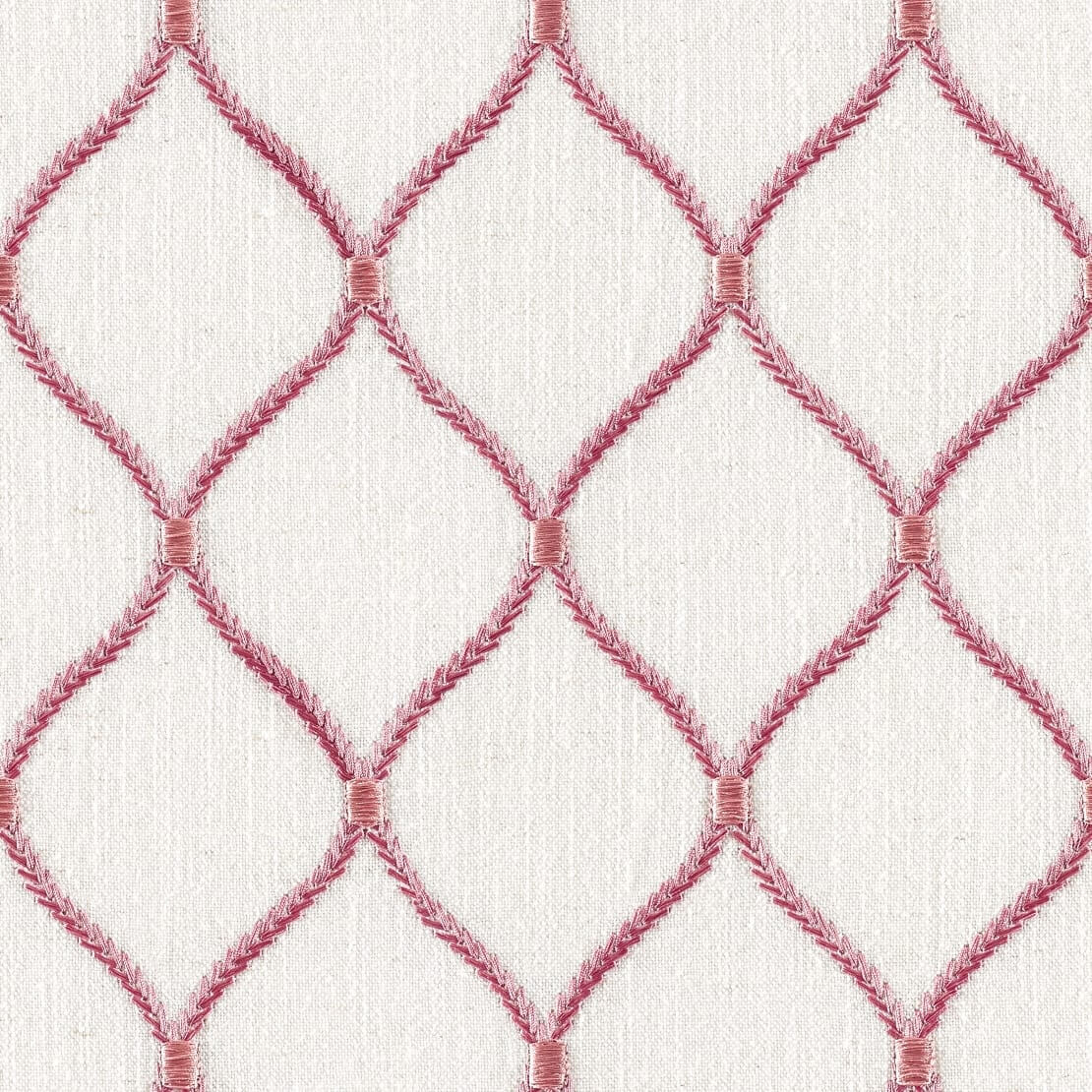 Fresco Embroidery Lattice Linen Fabric - Sorbet