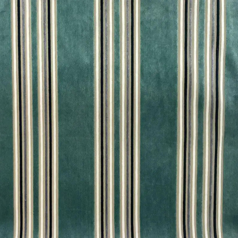Vespera Stripe Velvet Fabric - Teal Green
