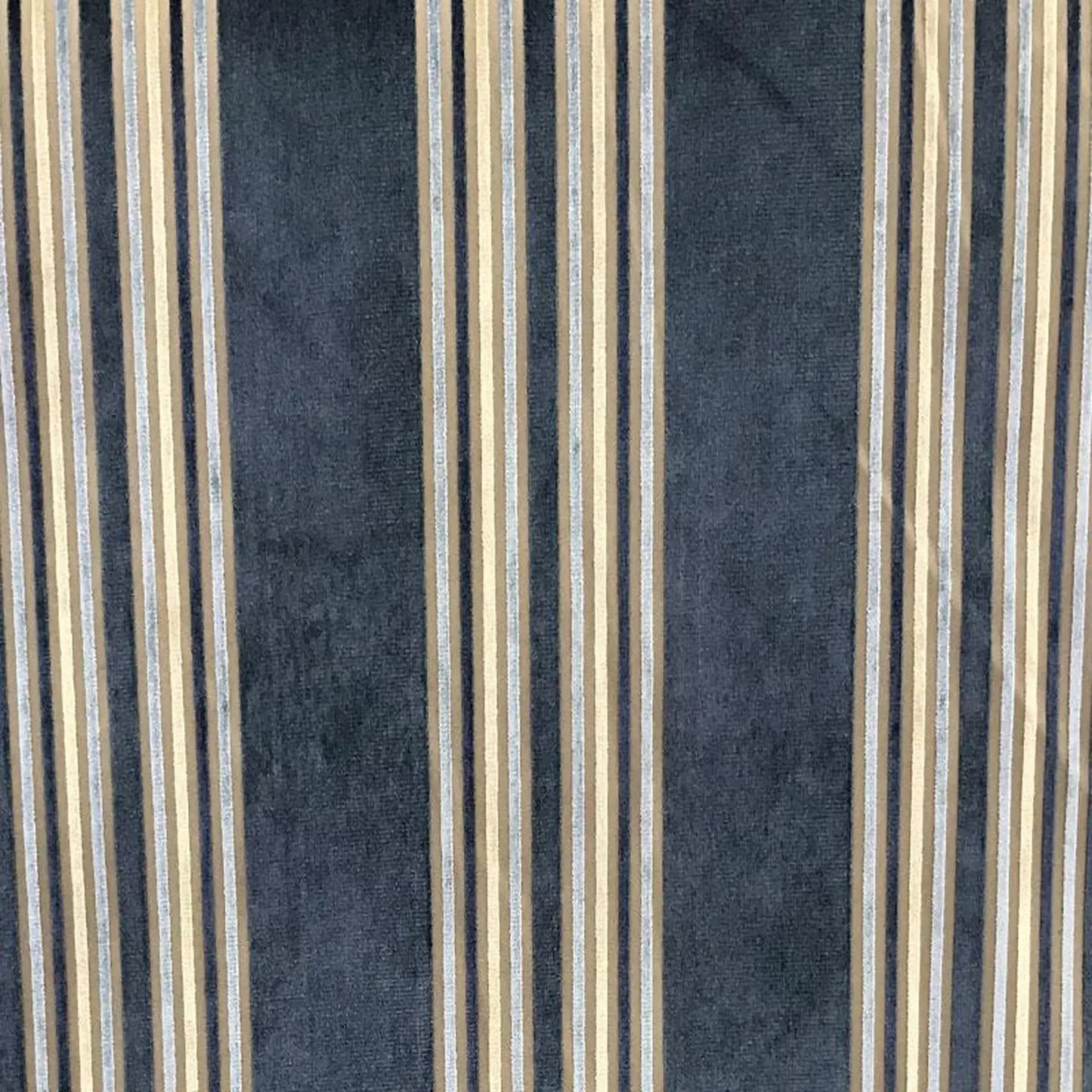 Vespera Stripe Velvet Fabric - Royal Blue