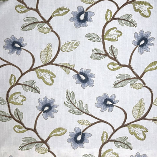 Ciel Embroidered Floral Linen Fabric - Field