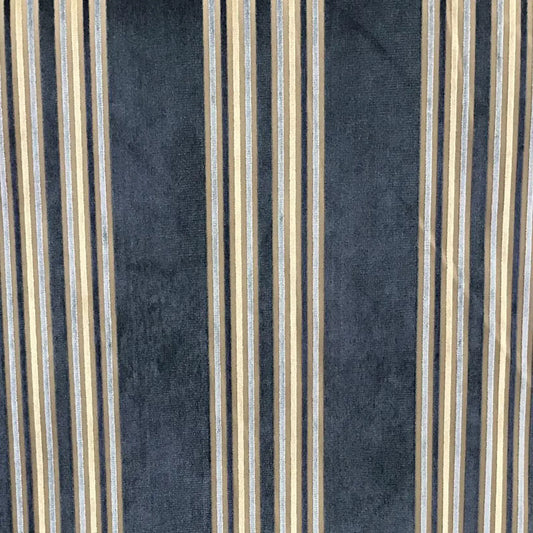 Vespera Stripe Velvet Fabric - Royal Blue
