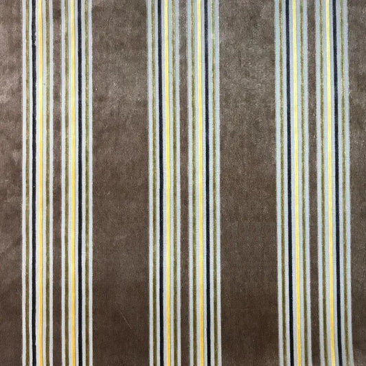 Vespera Stripe Velvet Fabric - Brown