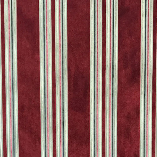 Vespera Stripe Velvet Fabric - Crimson