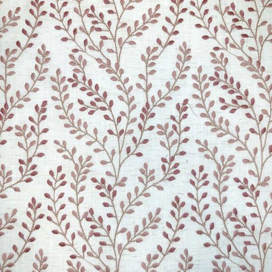 Solias Embroidered Floral Linen Fabric - Mauve