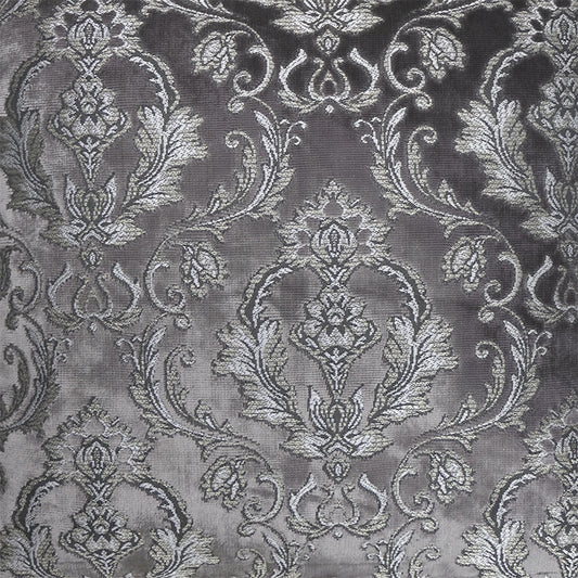 Monte Damask Velvet Fabric - Charcoal