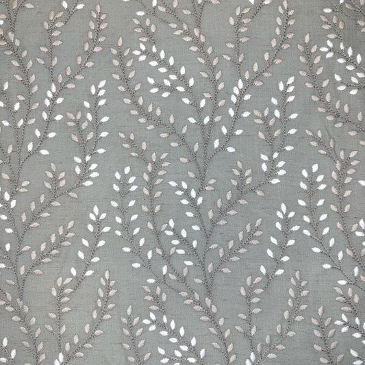 Solias Embroidered Floral Linen Fabric - Pistachio
