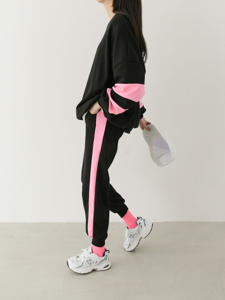 Funky 2pc-Set Cotton Loungewear Contrasting Neon Pink Long Sleeve Casu –  FREER NOMAD