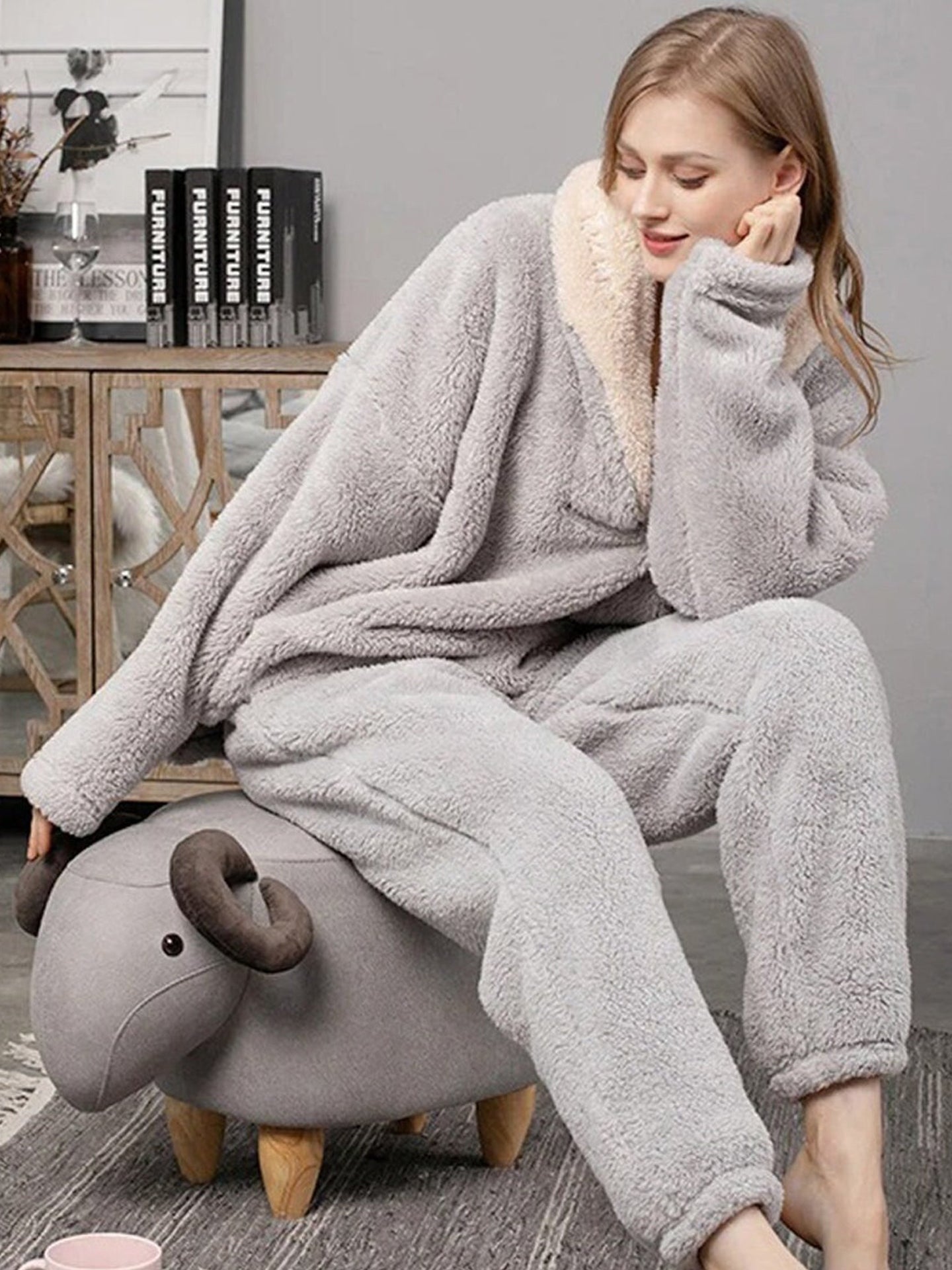 Gray Fleece 2pc Set Pajama Set