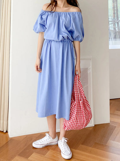 Blue Cotton Women Summer Dress