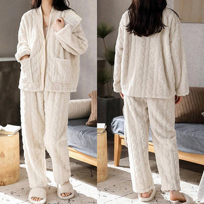 Ivory Fleece 2pc Set Pajama Set